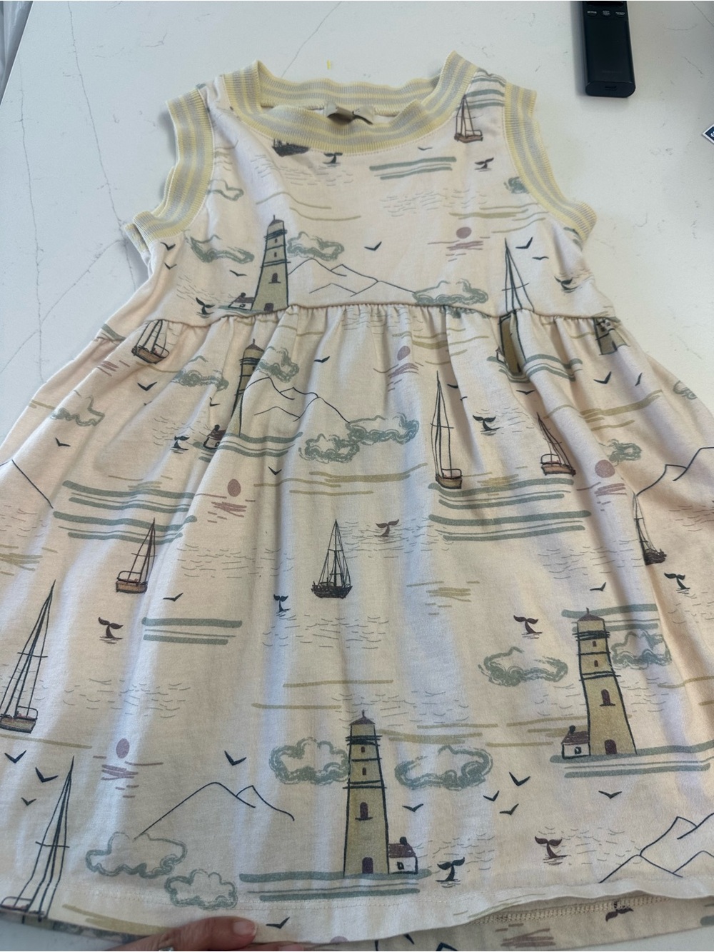 Coco au Lait Girls dress in Cream, Sage & Soft Gray